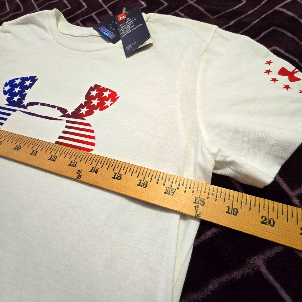 UNDER ARMOUR Mens Classic Tee FREEDOM. White Size S - Picture 2 of 6